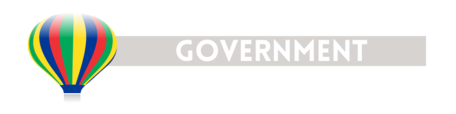 government banner with balloon