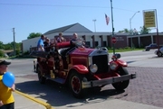 old fire truck giving rides around town