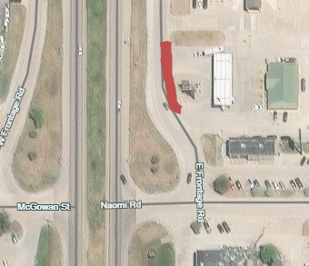 Map of Closure on East Frontage Road